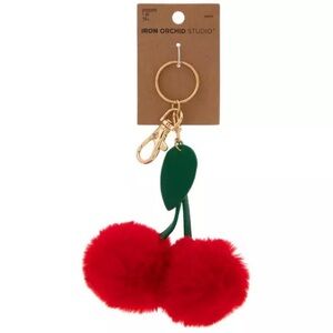 New Iron Orchid Studio Red Cherry Pom Pom Keychain